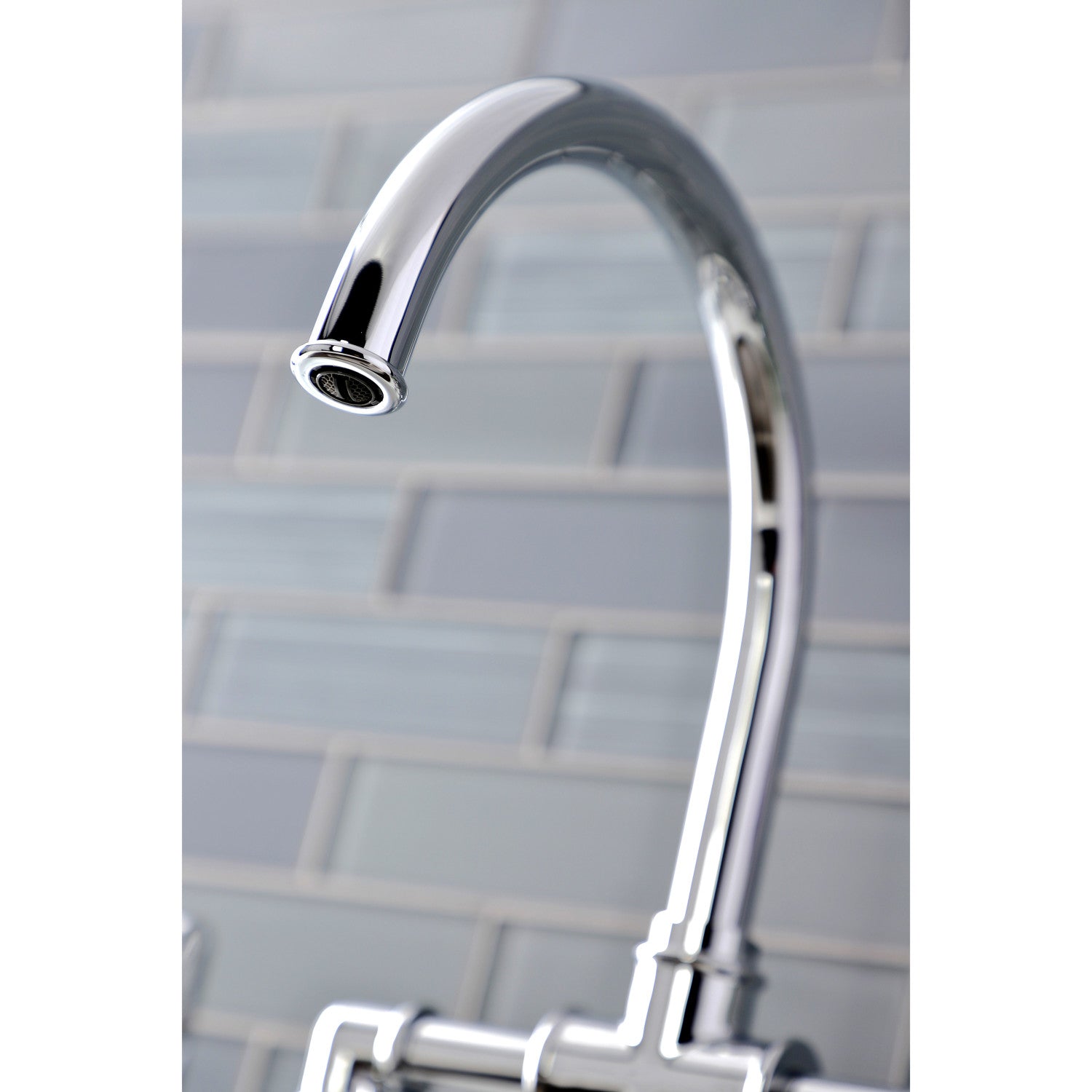 Kingston Sona KS2331RX - Belknap Two-Handle 4-Hole Deck Mount Industrial Style Bridge Kitchen Faucet with Brass Sprayer, Polished Chrome — thumbnail 3